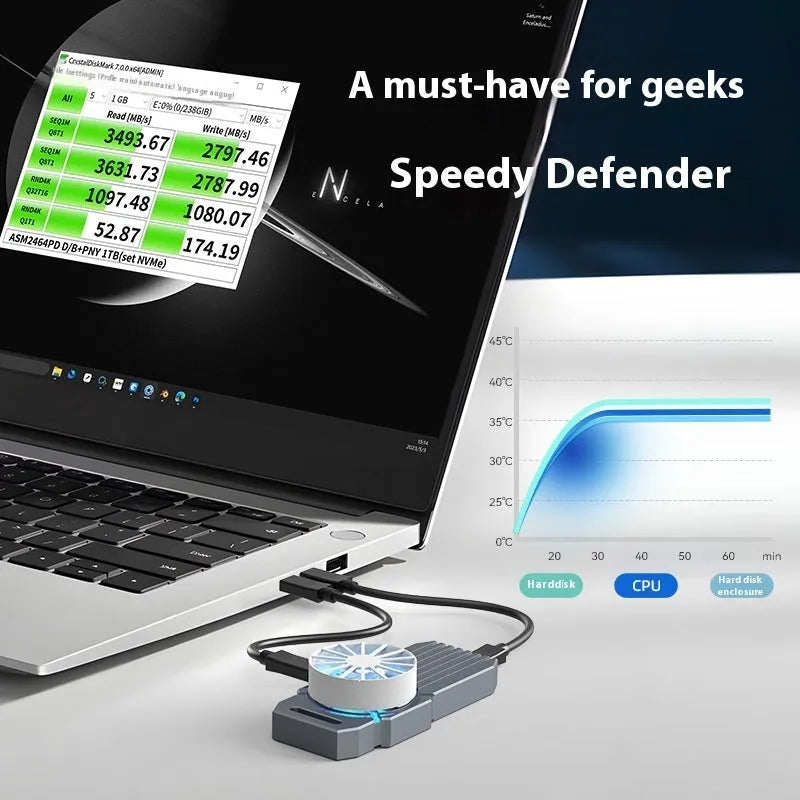 USB4 40Gbps aluminium M2 SSD enclosure measuring 50x118x13mm for external storage