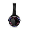 Black silent disco wireless headphones with over-ear design and 3.5mm plug