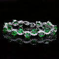 Copper plated gold geometric bracelet with micro inlaid AAA zircon stones, total length 18.4 cm.