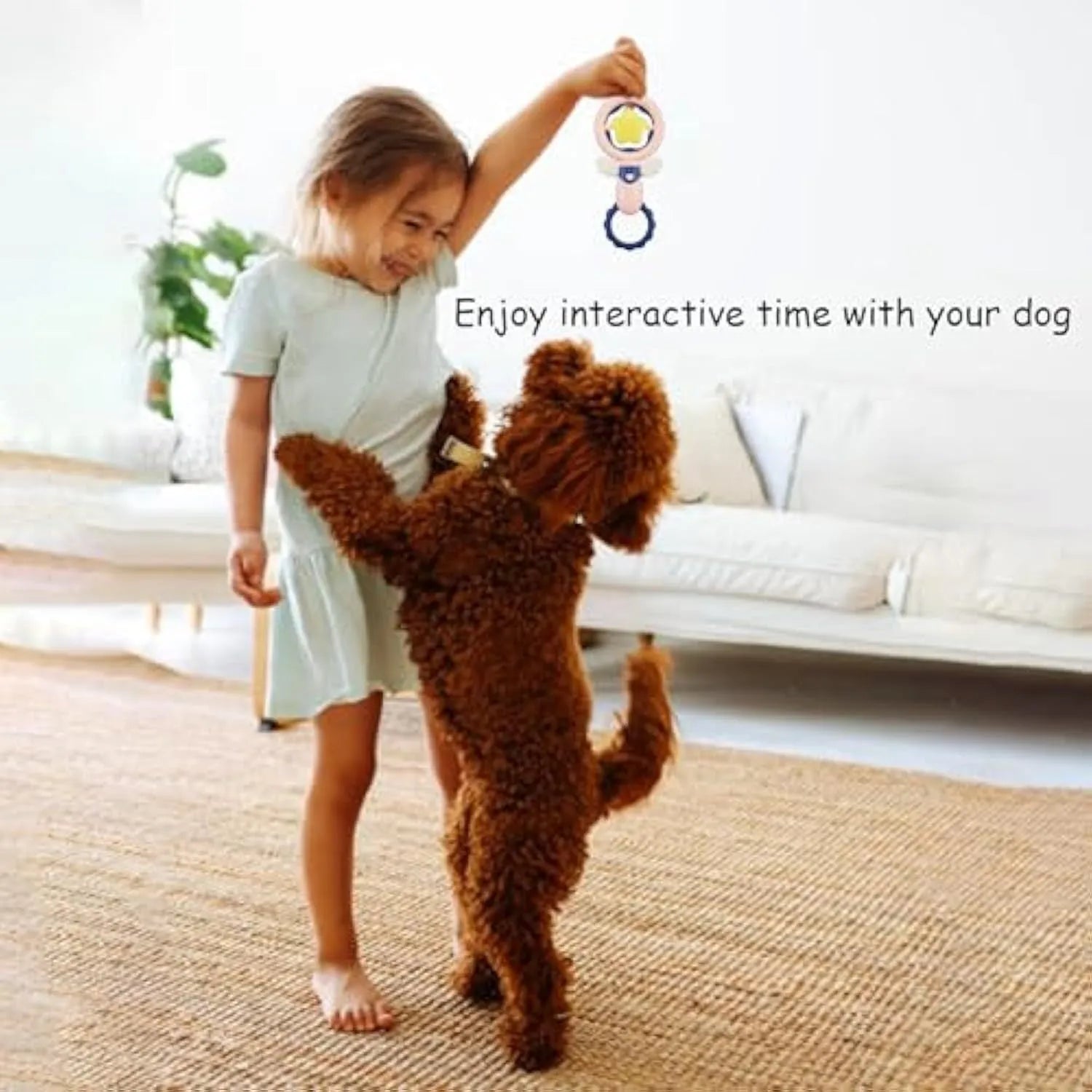 Pink interactive dog toy set for large breeds with chew-resistant squeaky toys and dental cleaning features