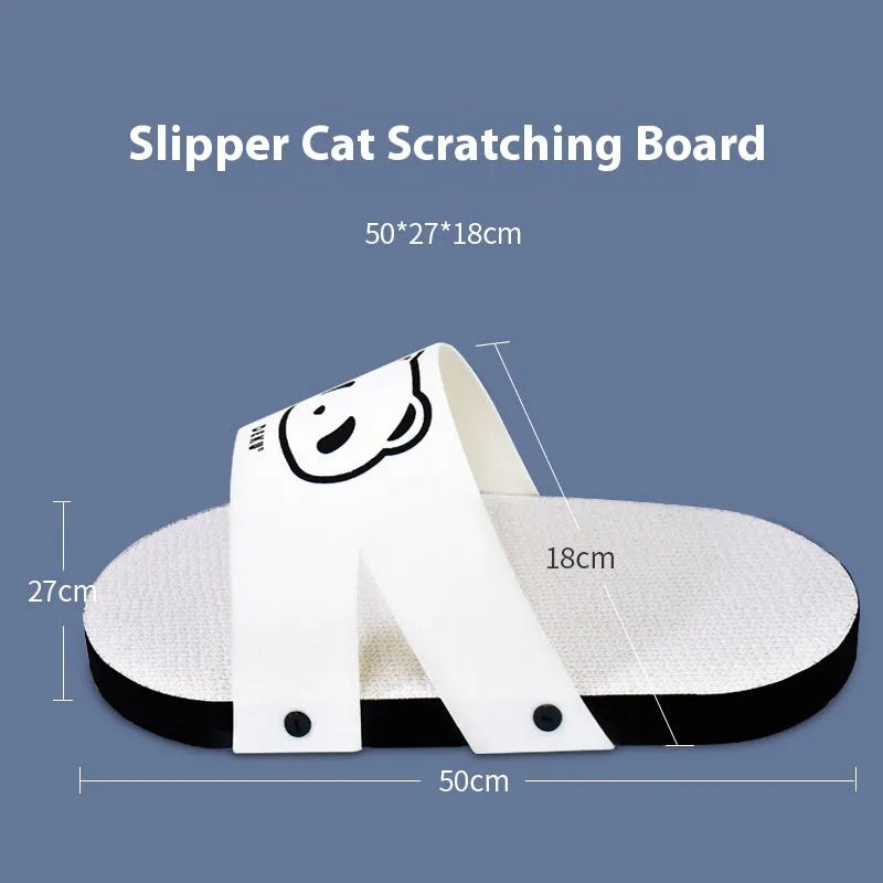 White corrugated cardboard cat scratch board shaped like a slipper on a plain background.
