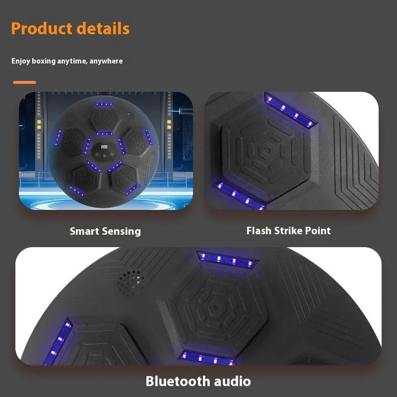 Smart music boxing machine hanging wall target with PU striking surface in black option for home reaction training