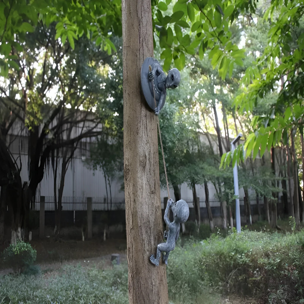 Gray resin carved tree pendant outdoor courtyard decoration 19x15x20cm
