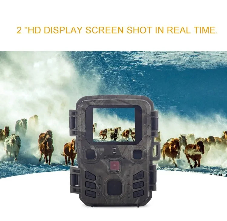 Black infrared night vision monitoring device with 12MP camera and TF Card slot