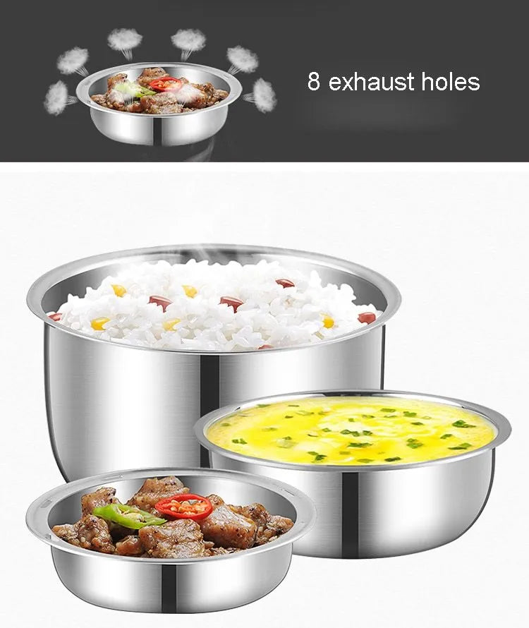 USB-powered multi-function lunch box showing 2-layer and 3-layer configurations with 190mm dimensions