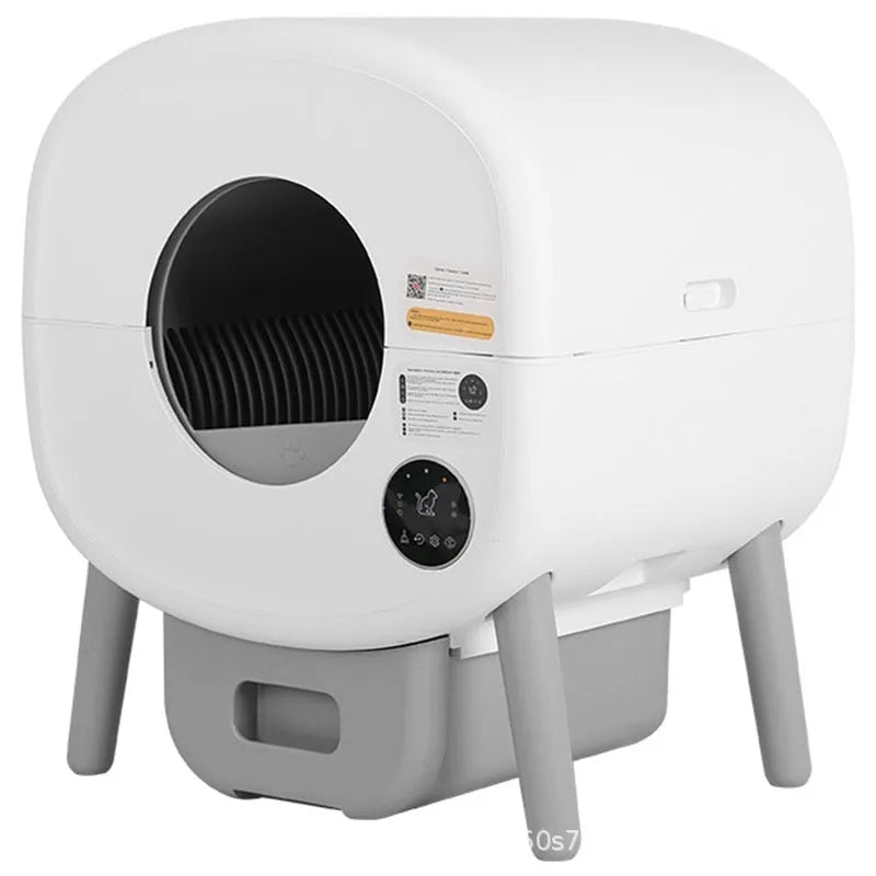Automatic self-cleaning cat litter box with large 76L capacity and ABS plastic construction