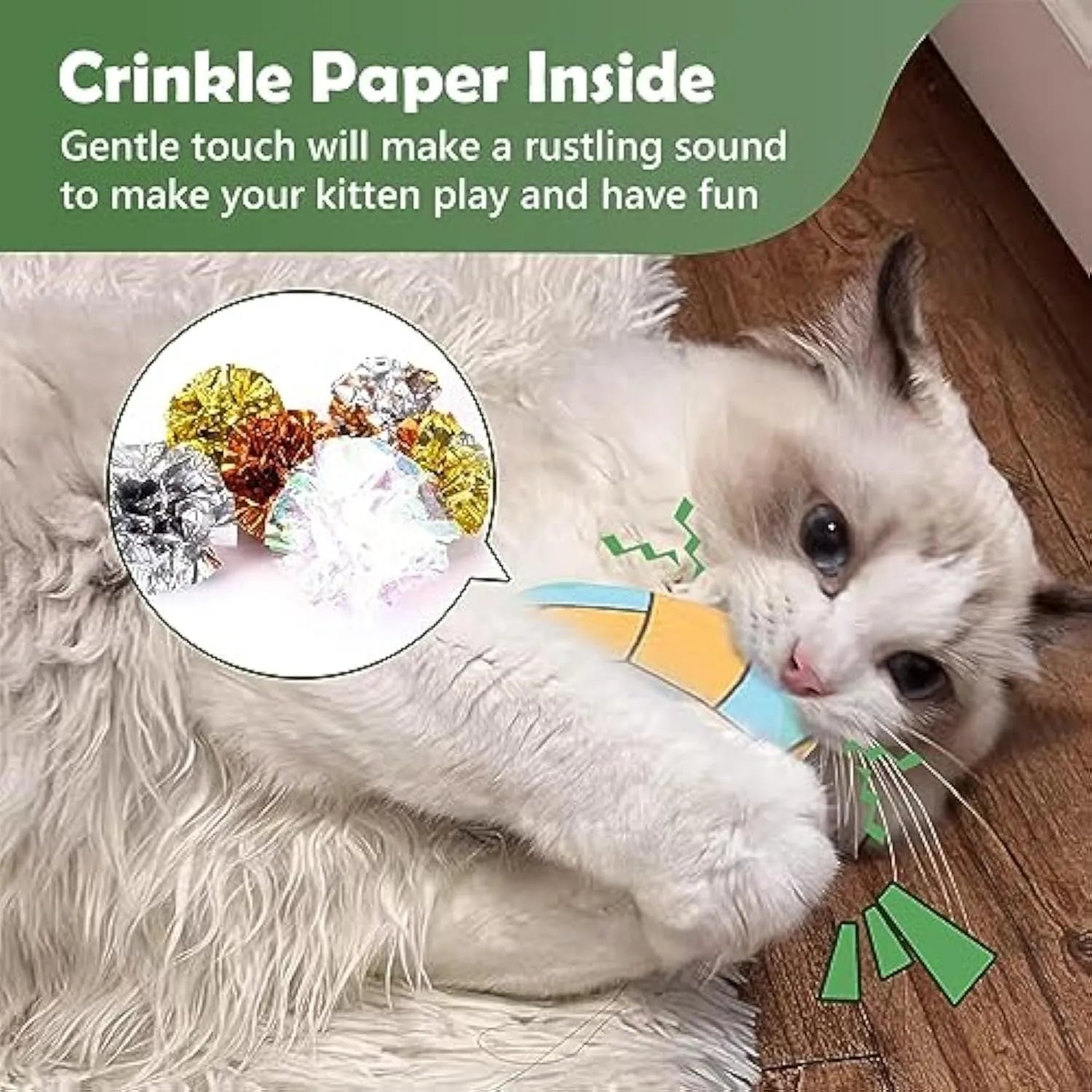 Catnip-filled plush flying disc toy with internal crinkle sounds for indoor cats