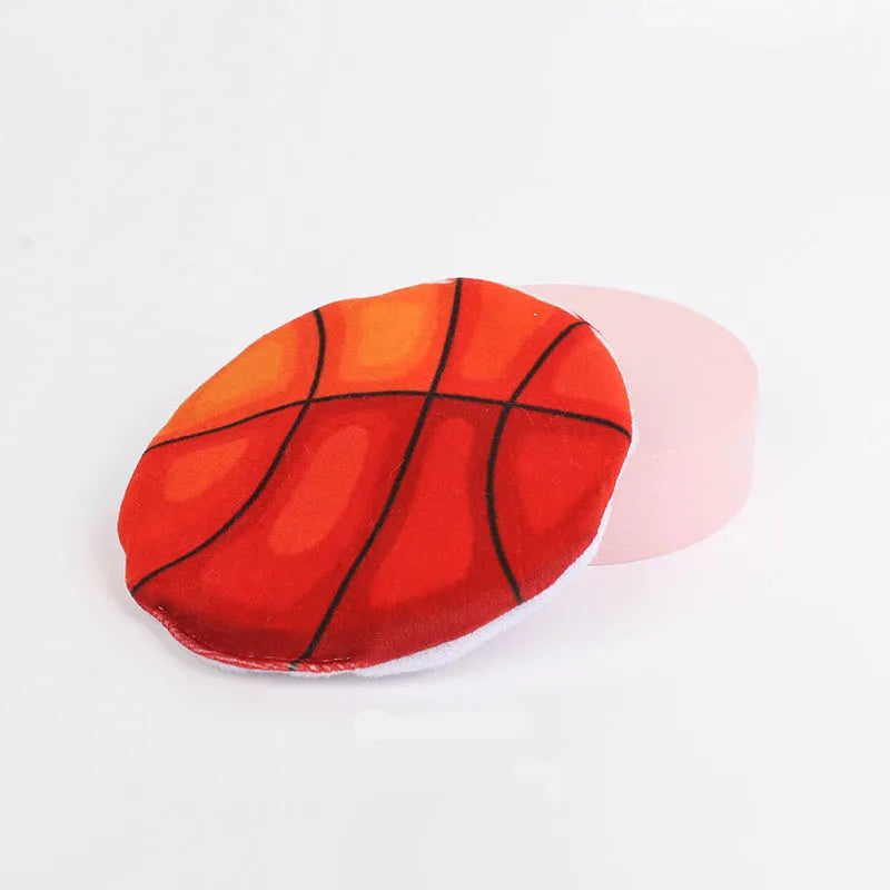 Catnip-filled plush flying disc toy with internal crinkle sounds for indoor cats