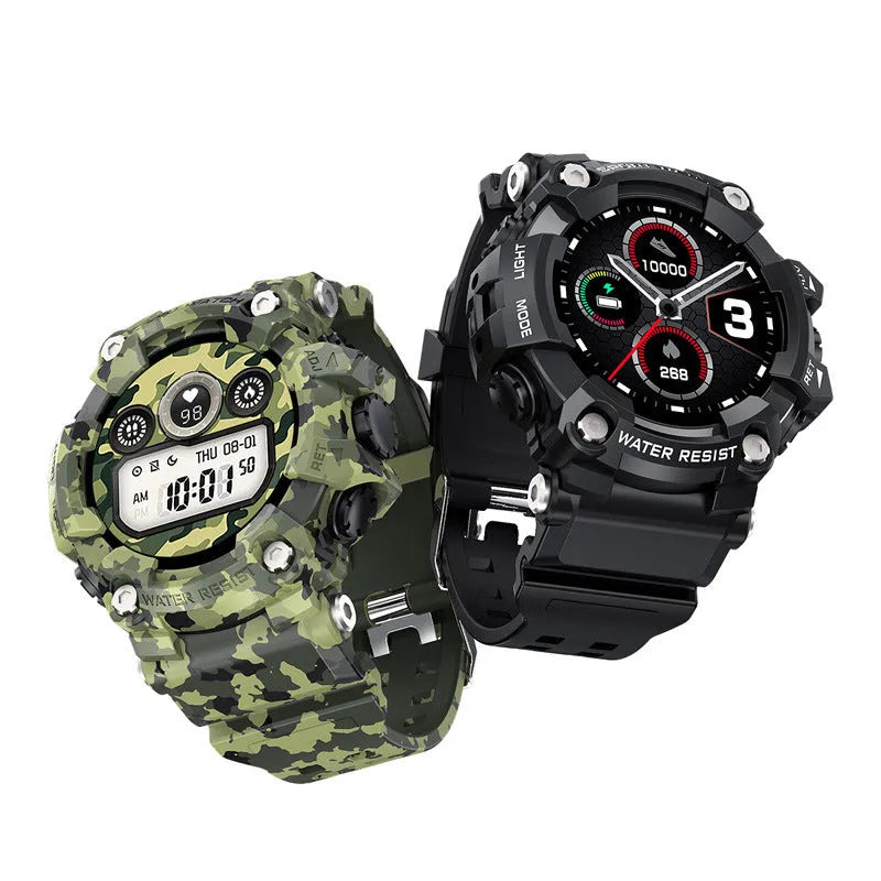 T6 tactical smart watch with 1.3-inch screen, alloy construction, black or green colour options