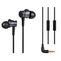 Piston style in-ear wired headphones with 3.5mm jack in black, blue and red colour options.