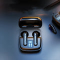 Wireless binaural semi-in-ear earphone in dark night black with HIFI sound quality