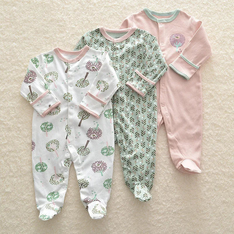 Baby crawling suit onesie in 100% cotton with soft treatment animal pattern for infants 1–3 years
