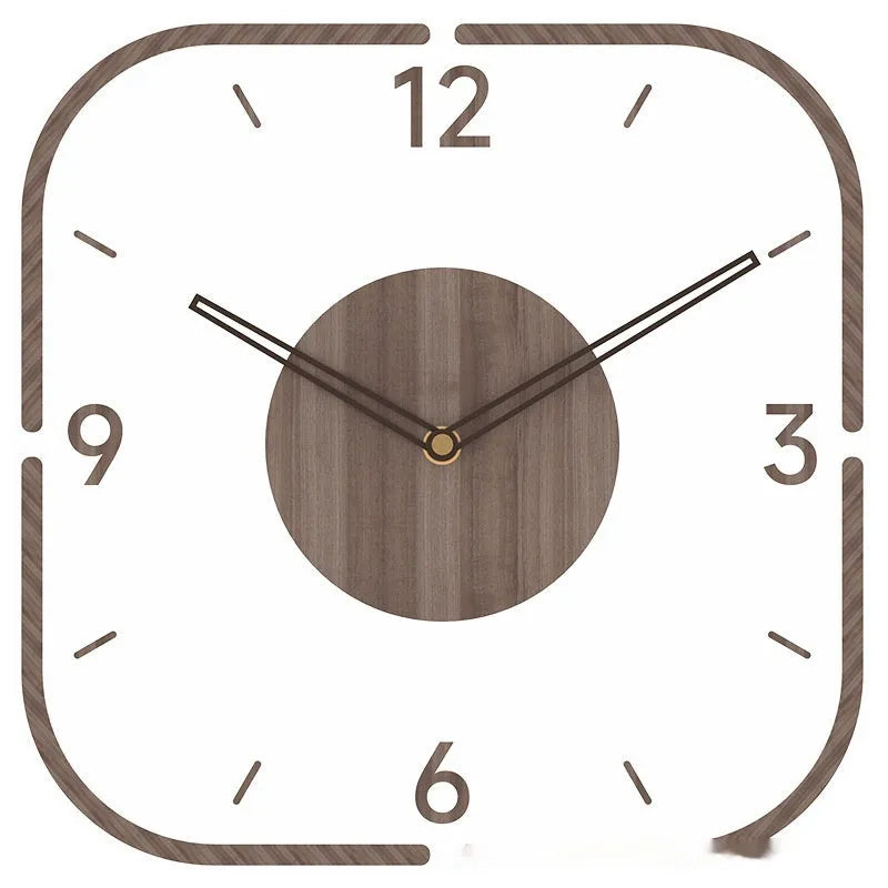 Transparent wooden frame wall clock with clear glass face and black Roman numerals