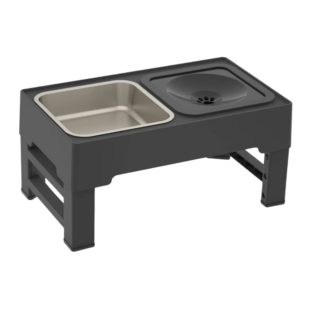 Elevated dog bowl with adjustable height, slow feeder bowl, non-spill water bowl, anti-slip rubber pads, for small medium large dogs