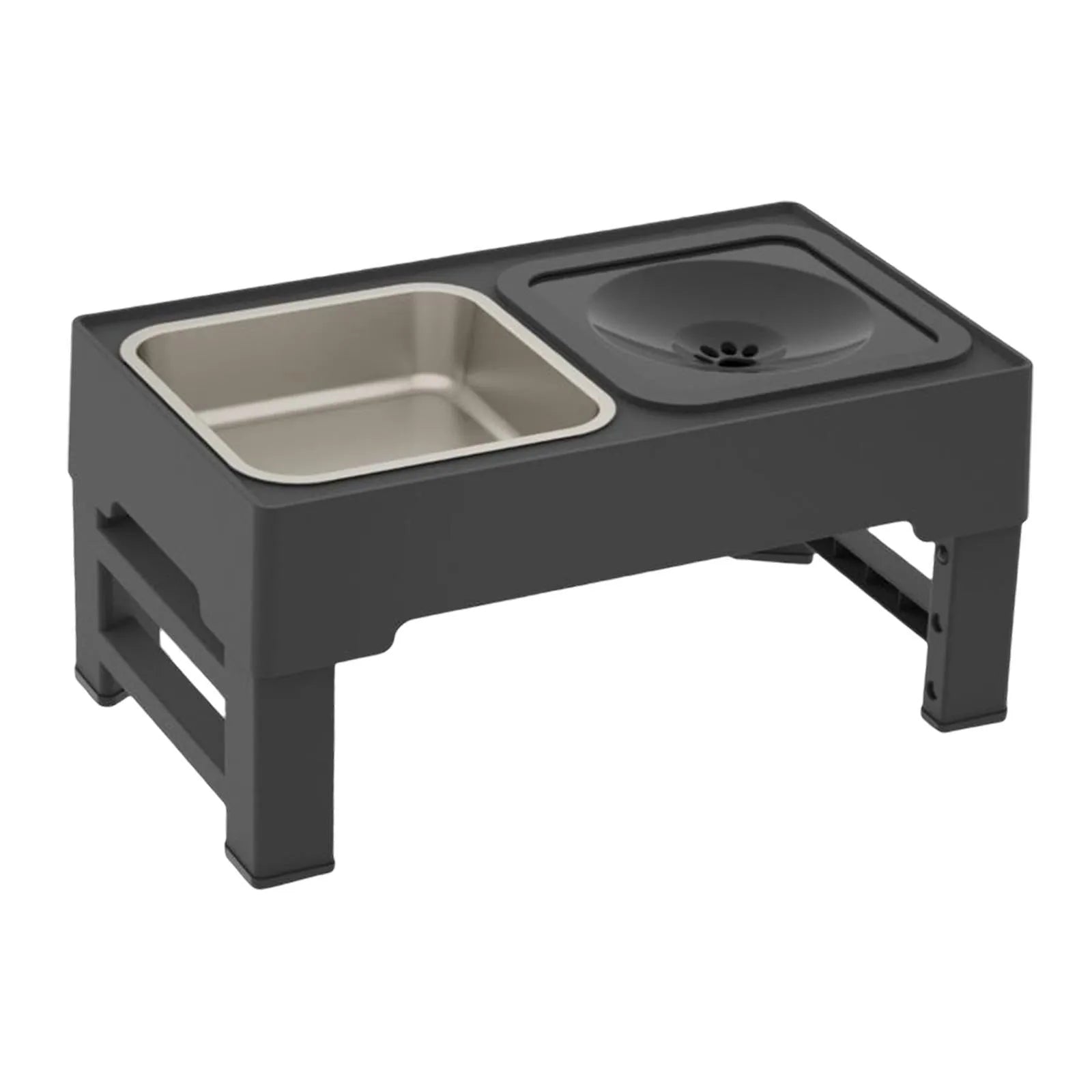 Elevated dog bowl with adjustable height, slow feeder bowl, non-spill water bowl, anti-slip rubber pads, for small medium large dogs