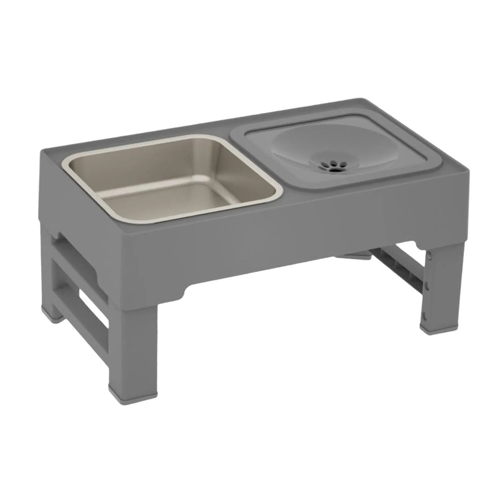 Elevated dog bowl with adjustable height, slow feeder bowl, non-spill water bowl, anti-slip rubber pads, for small medium large dogs