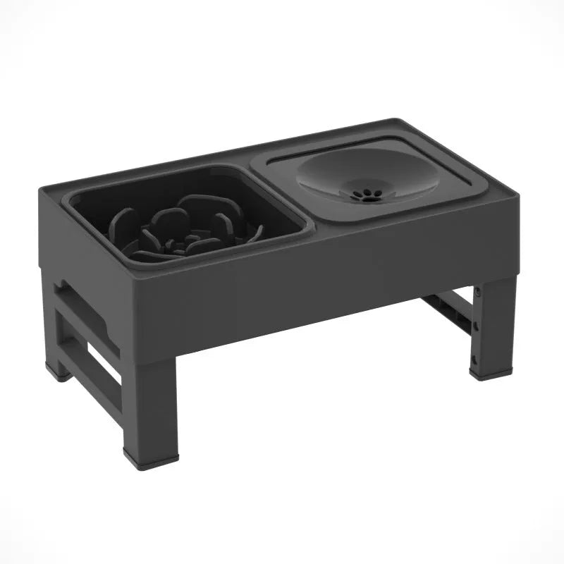 Elevated dog bowl with adjustable height, slow feeder bowl, non-spill water bowl, anti-slip rubber pads, for small medium large dogs