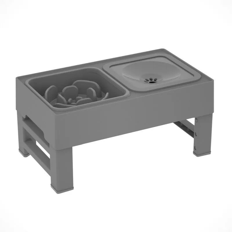 Elevated dog bowl with adjustable height, slow feeder bowl, non-spill water bowl, anti-slip rubber pads, for small medium large dogs