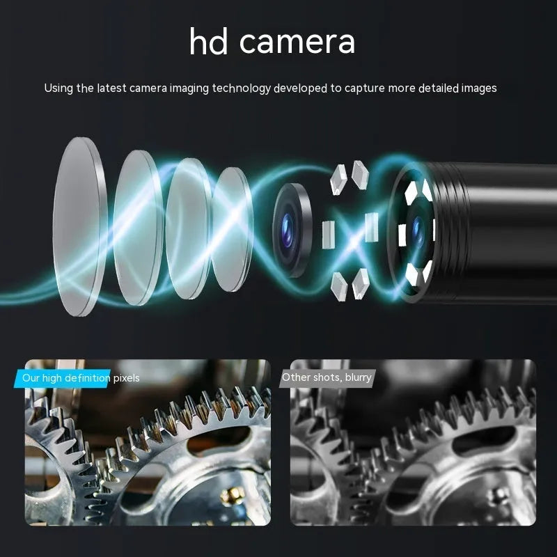 Auto repair pipeline HD camera endoscope with 8mm waterproof probe and hard wire cable