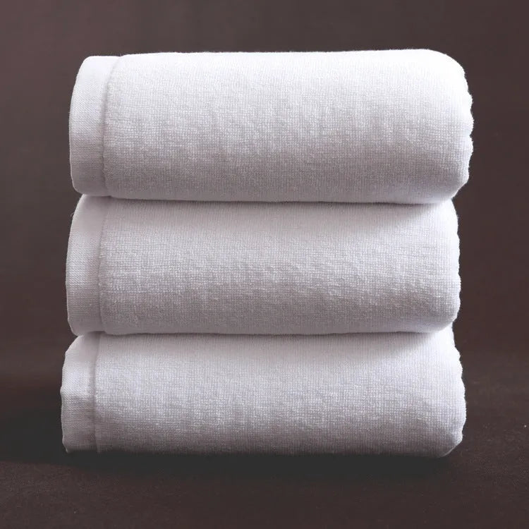 White cotton bath towel 70x140cm thickened weave with 21-strand yarn for absorbent drying