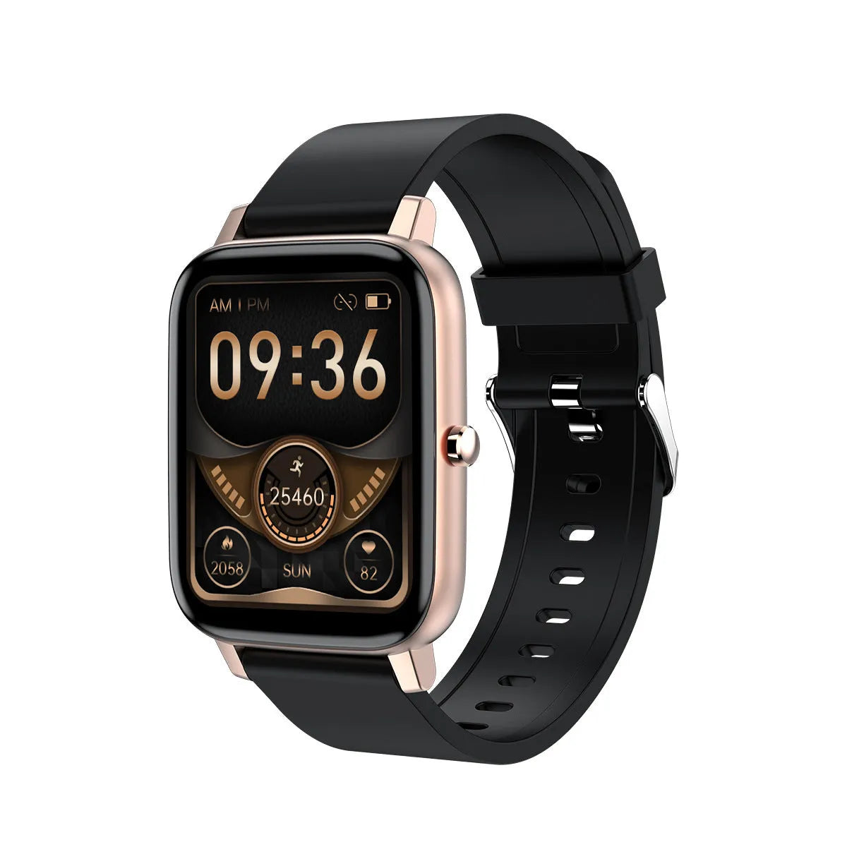 H80 black sports smart watch with ECG monitoring on a wrist, showing the 1.69-inch touch screen display.
