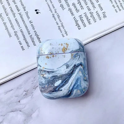 White marble hard PC protective case cover for Apple AirPods 1 and 2 charging box