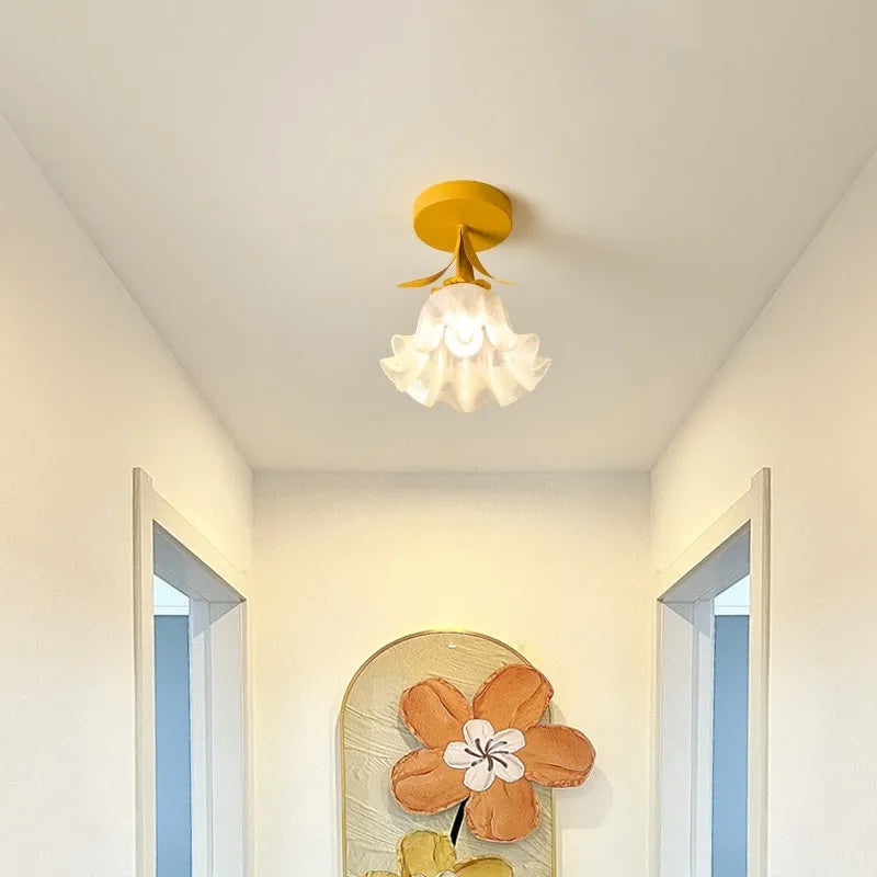 Cream coloured corridor aisle light with Linglan flower design and modern minimalist style