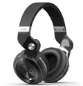 Bluedio T2 Plus wireless on-ear headphones in blue colour with headband and large ear cups.