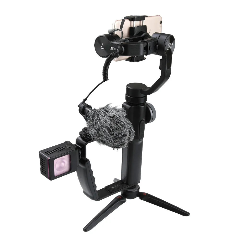 Black aluminium alloy mobile 2/3 stabilizer handheld holder for smartphone video recording
