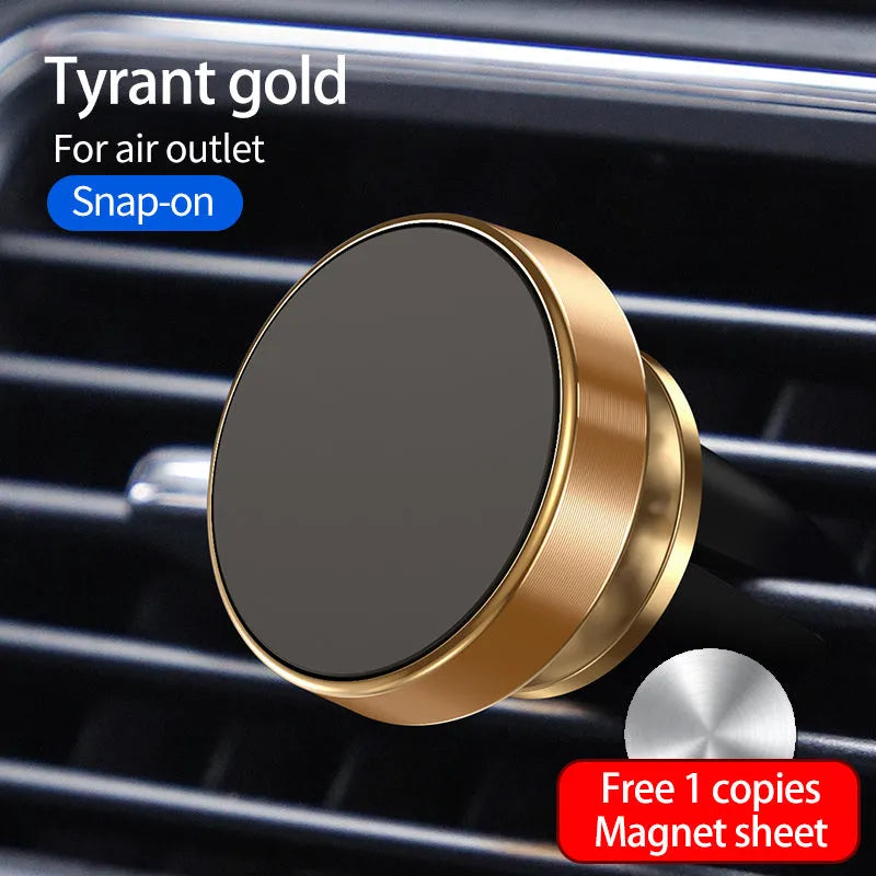Black car phone holder with suction cup magnetic mount on dashboard, 360 degree rotation