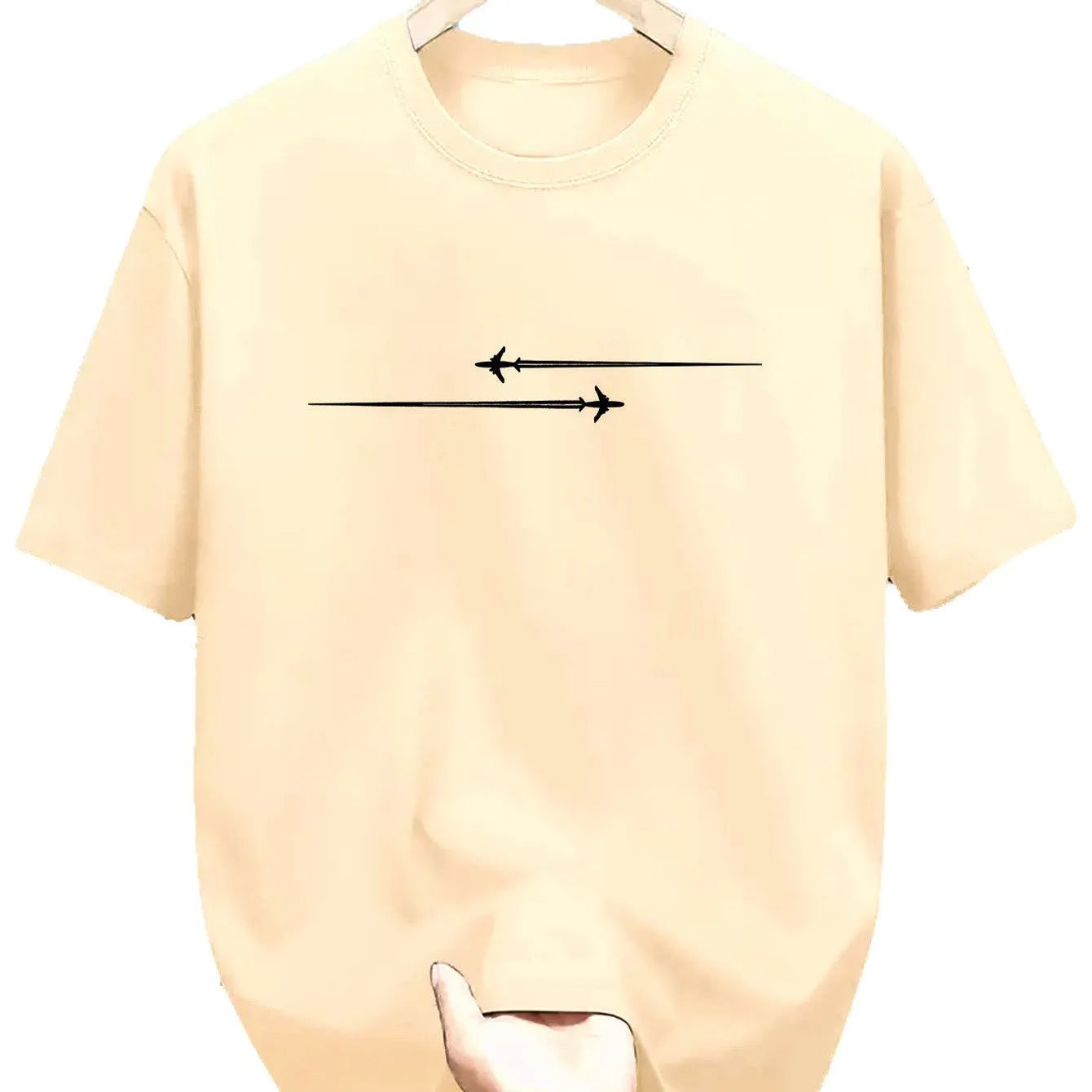 Pattern printed sports round neck T-shirt in cotton blend, loose fit, short sleeves, available in six colours