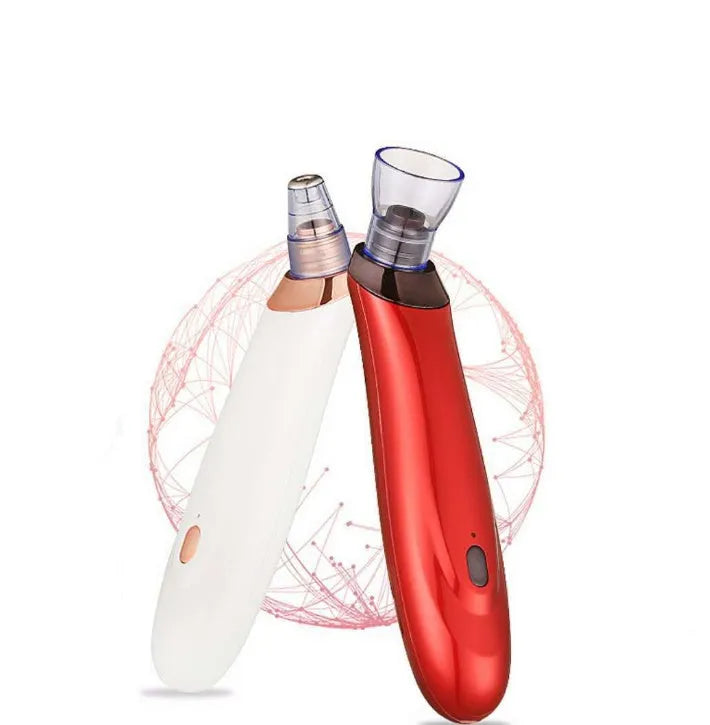 Electric blackhead remover vacuum device with interchangeable nozzles for pore cleaning