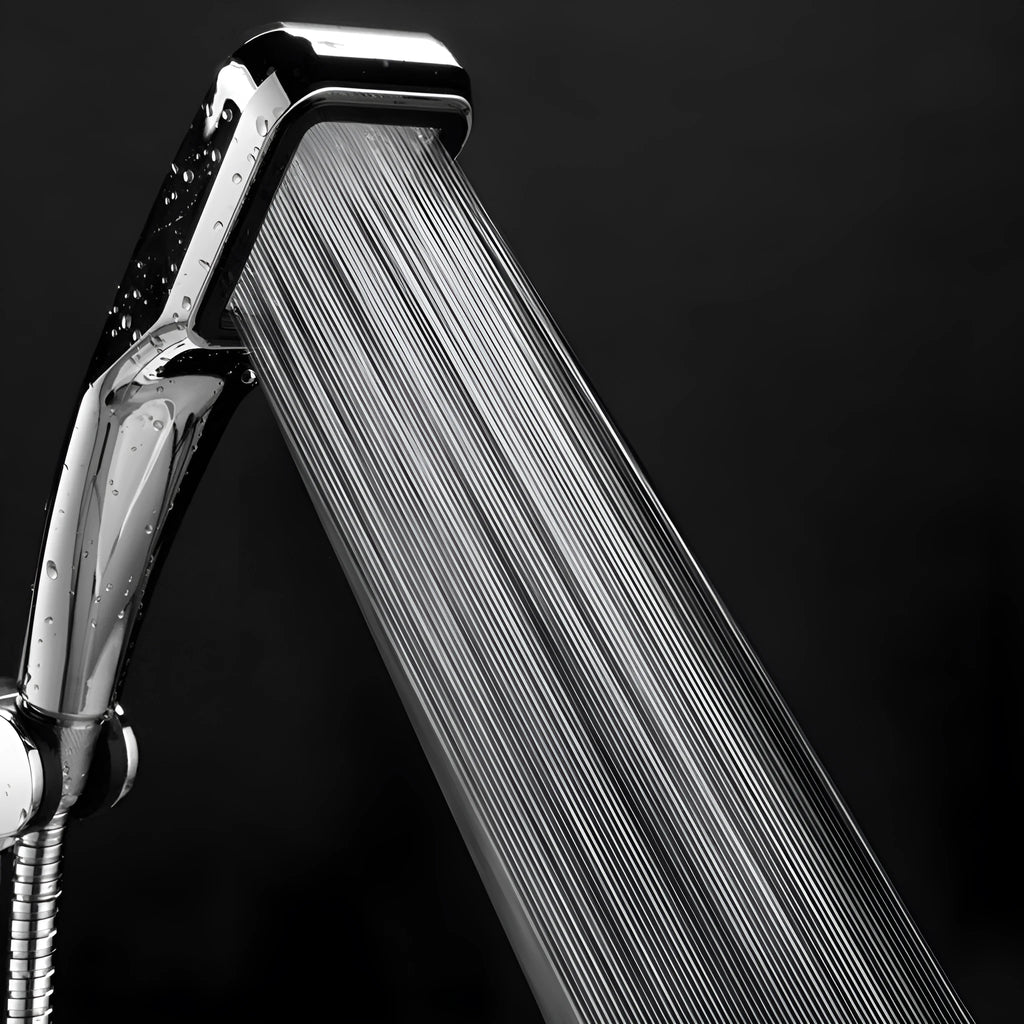 Hand-held pressurised shower with rain function in orange and colour set options