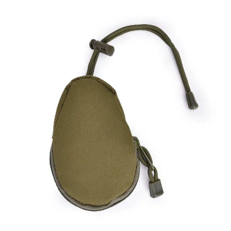 Compact Oxford cloth outdoor key bag 13cm x 8cm with telescopic rope and zipper in black colour