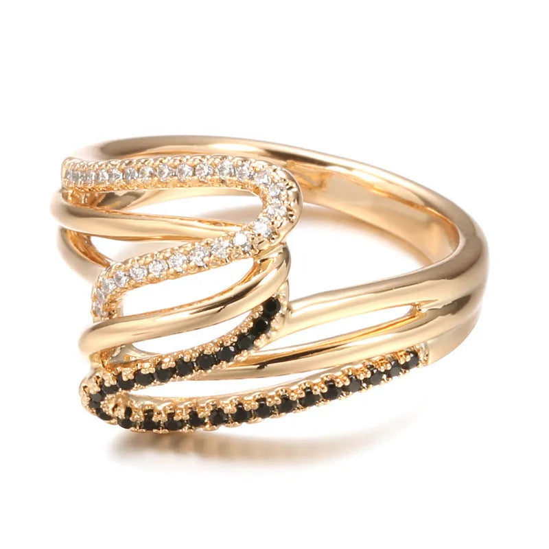 Women's copper electroplated ring with micro-inlaid zircon in colour WK2230