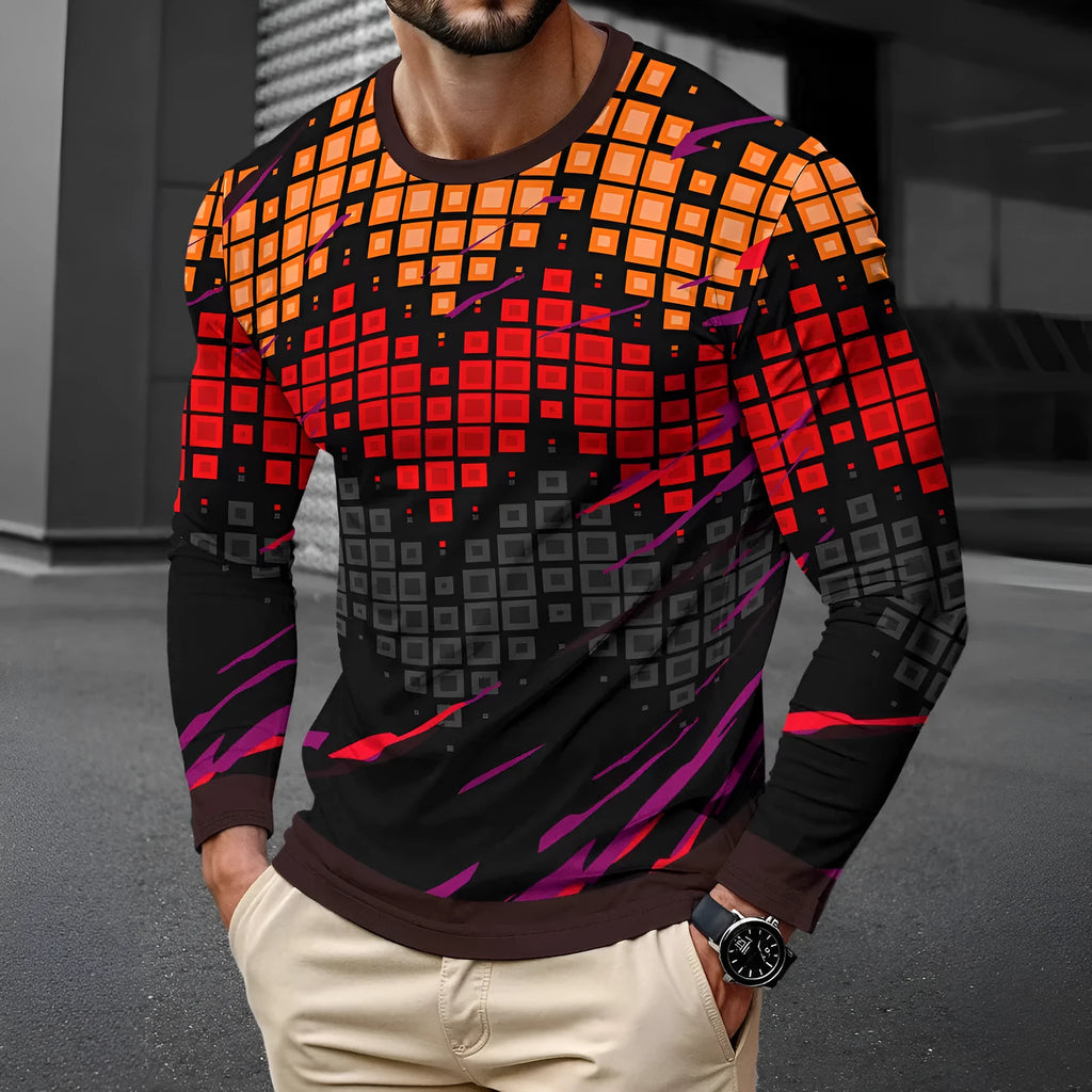 Men's long sleeve round neck pullover top in milk silk fabric, young casual style, multiple colours available
