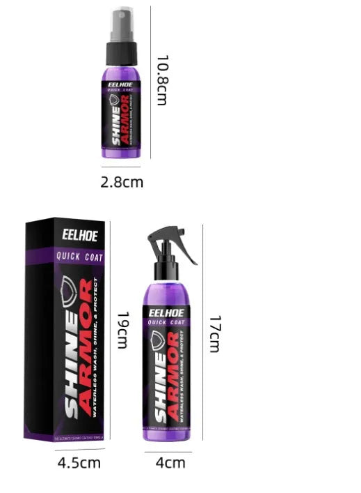 Purple nano car coating spray bottle for hand application to vehicle exterior surfaces