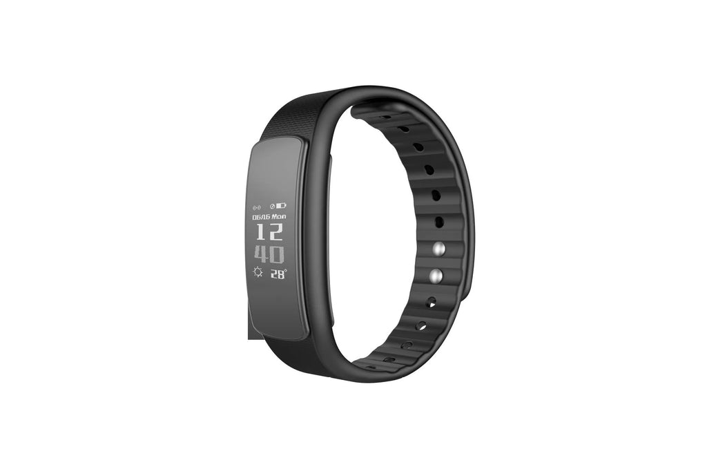 I6 smart sports fitness tracker bracelet with colour screen on a wrist.