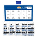 Flat head machine screw set carbon steel black plating 1.4mm diameter 16mm length on workbench