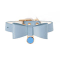 Luxury leather pet cat collar free size brown with metal chain ring and rope