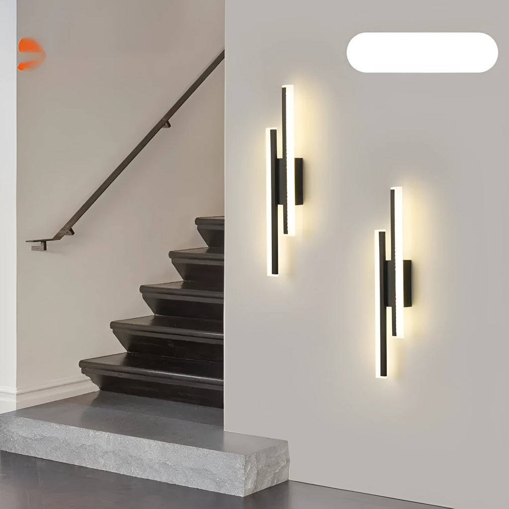 Gold double line wall lamp, 500mm long, with modern design.