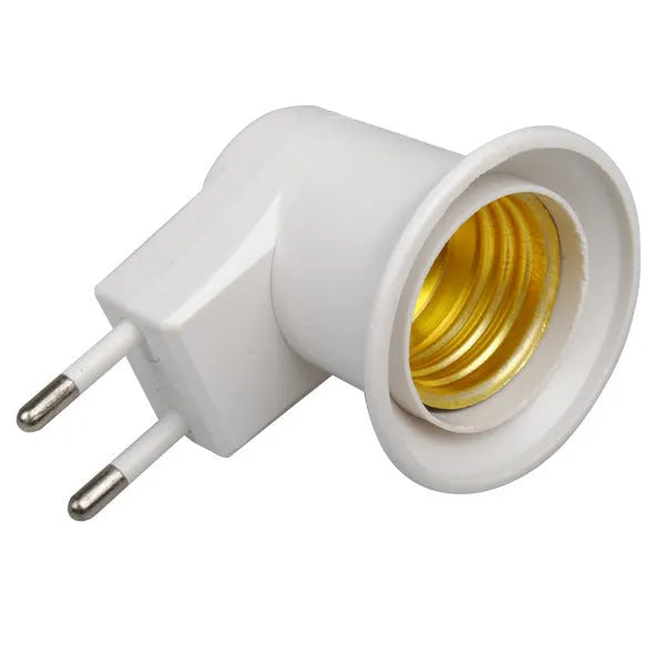 White E27 screw lamp holder wall plug adapter with on-off switch and bakelite construction
