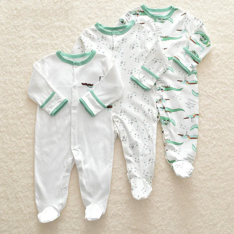 Baby crawling suit onesie in 100% cotton with soft treatment animal pattern for infants 1–3 years