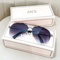 Men's aviator sunglasses with resin lens and sheet metal frame in gun mount blue lens colour