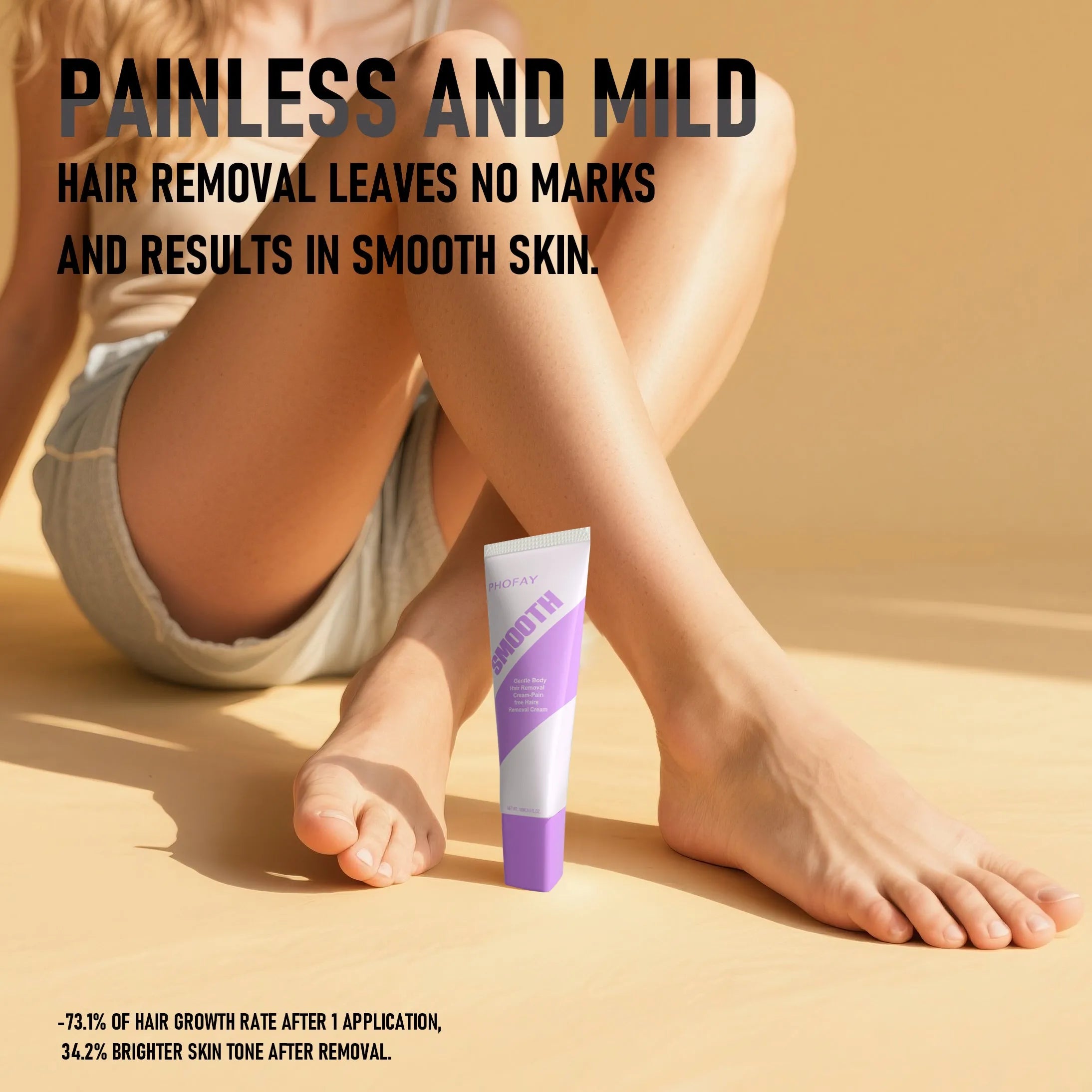 PHOFAY Pain Free Hair Removal Cream 50ml tube with scraper