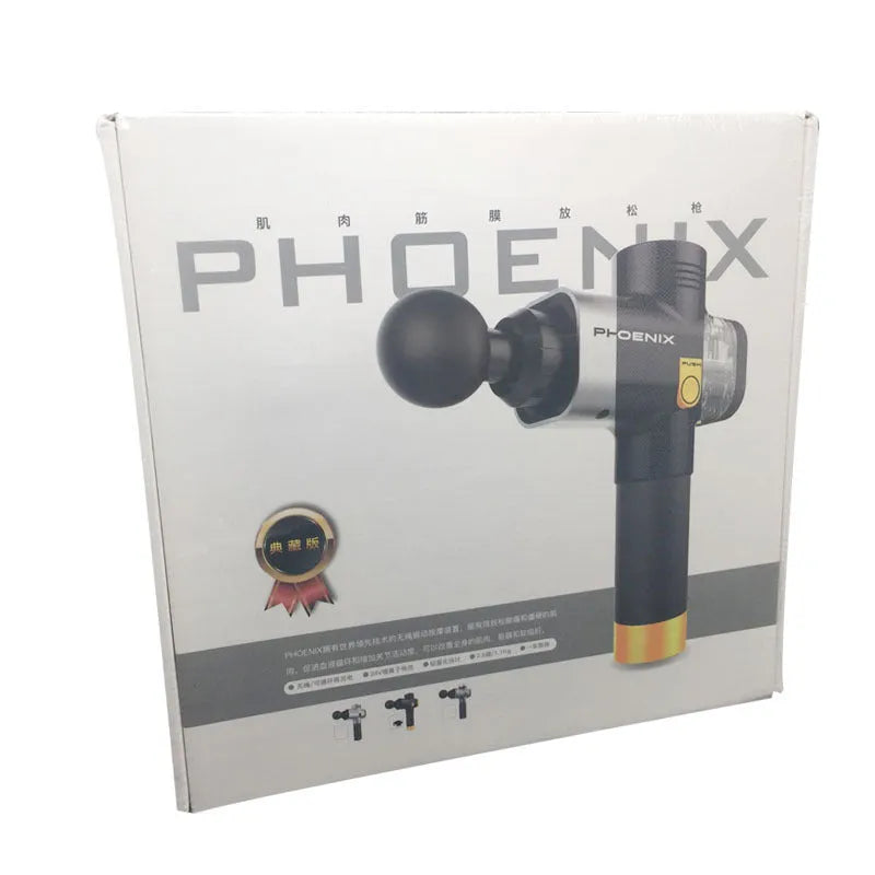 Fascia gun massage gun with 4 massage heads, ABS construction, 29x28x28 cm size, black colour