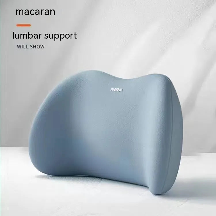 Car headrest and lumbar support pillow set with memory foam and milk silk cover in black