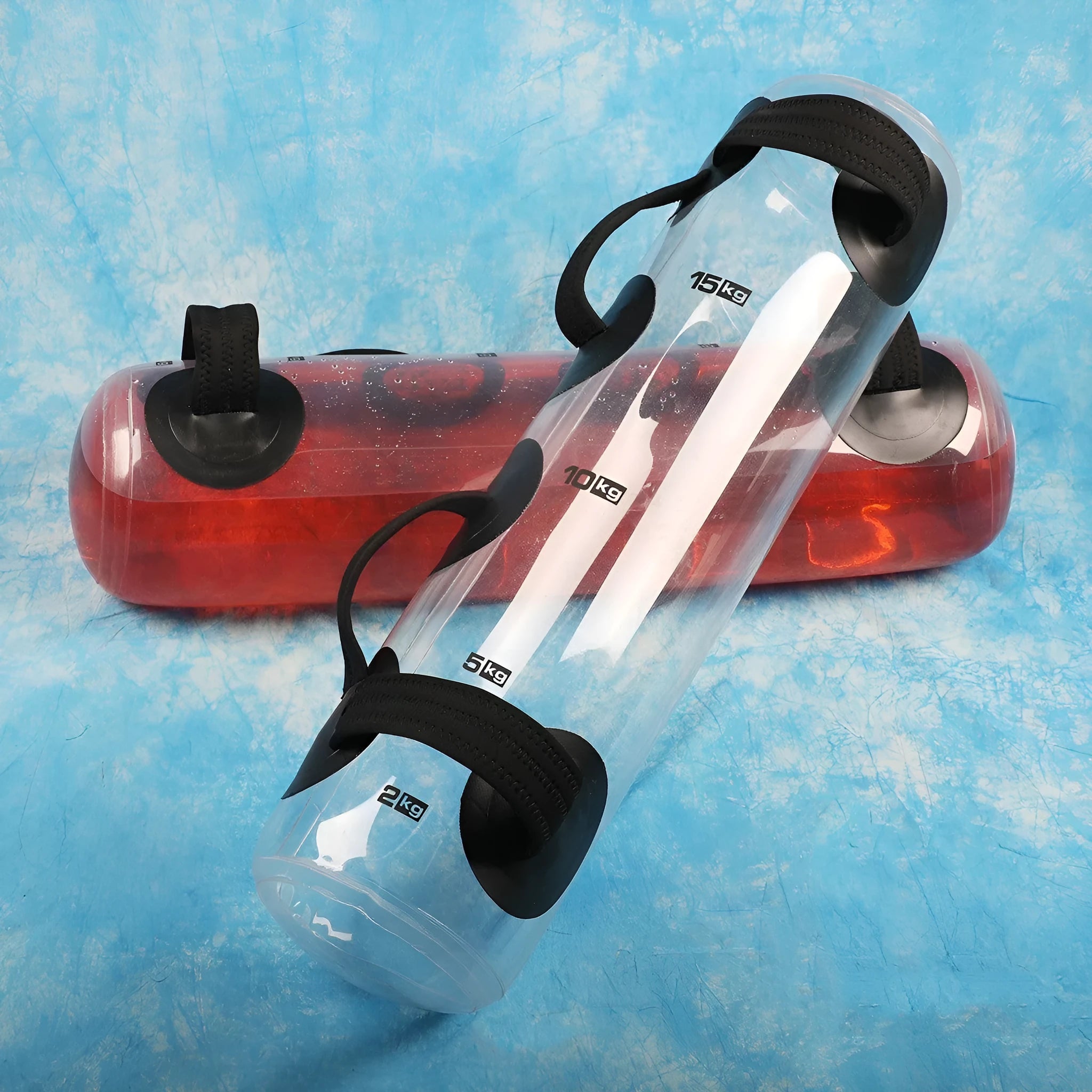 Transparent PVC inflatable water weight bag for adjustable fitness training from 5KG to 35KG