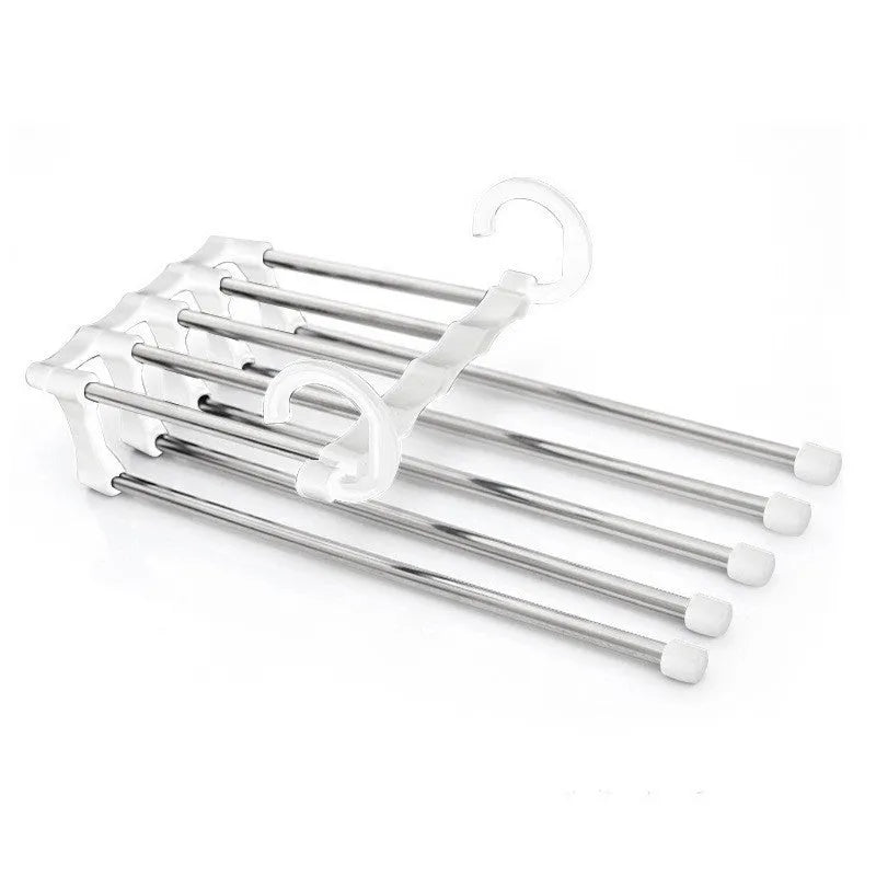 5-in-1 stainless steel trouser hanger, black, 47x18cm, with five booms and two hooks at each end