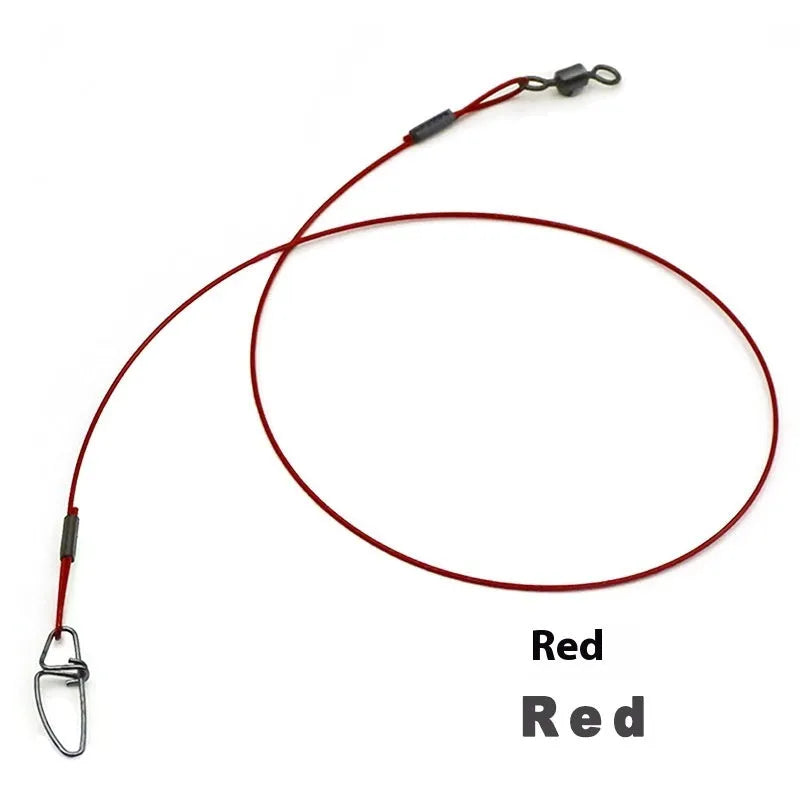 Set of 10 steel wire double buckle fishing pins in green, black and red colours